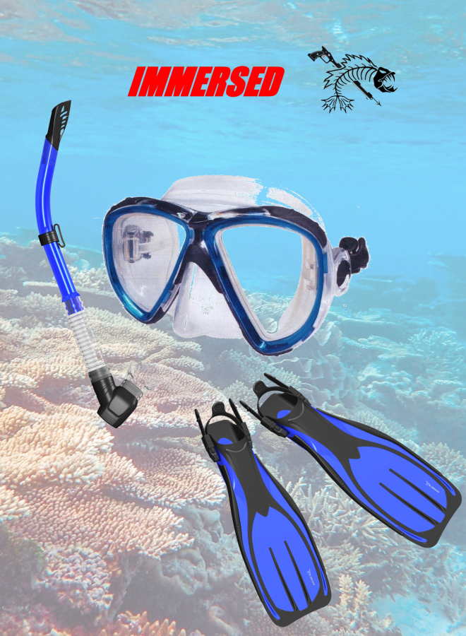 Immersed Dive Fins, Mask & Snorkel Set incl Carry Bag